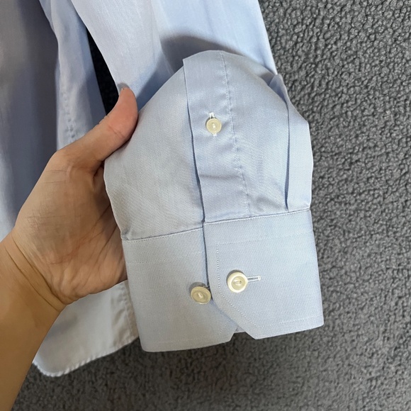 Eton Signature Twill Slim Fit Button Up Dress Shirt - Men's Size 43/17 - Blue - Picture 4 of 9